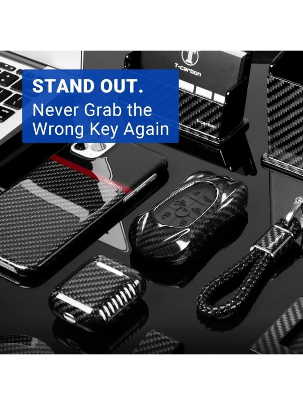 Luxury Carbon Fiber Key Fob Cover for Corvette C8 2020-2026 | Protective Case